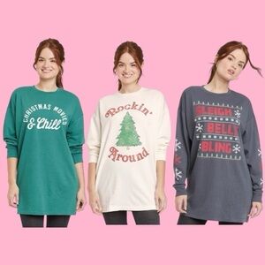 Grayson Threads Christmas Holiday Sweatshirt Dress Bundle
